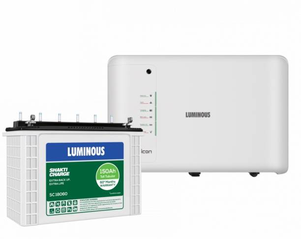 LUMINOUS ICON 1100 Pure Sine Wave Next Generation Inverter with Shakti Charge SC18060 Tubular Inverter Battery