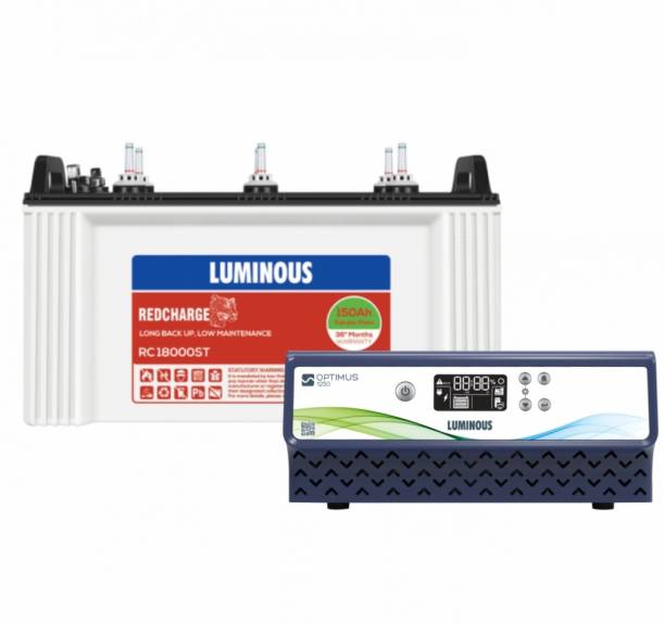 LUMINOUS OPTIMUS 1250 Pure Sine Wave Inverter with Red Charge RC18000ST Tubular Inverter Battery