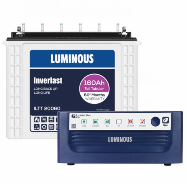 LUMINOUS Eco Watt Neo 800 Inverter with ILTT 20060 Tubular Inverter Battery