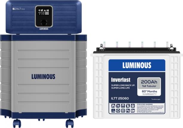 LUMINOUS Zolt 1100 Pure Sine Wave Inverter with Inverlast ILTT25060 and Trolley Tubular Inverter Battery