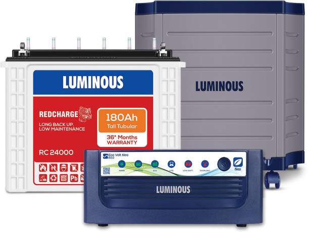 LUMINOUS Eco Volt Neo 850 Inverter_RC 24000 Battery_Trolley Tubular Inverter Battery