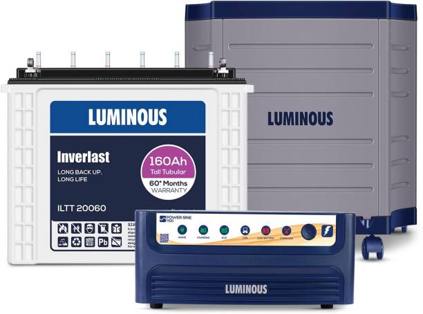 LUMINOUS Power Sine 1100 with ILTT 20060 &amp; Trolley Tubular Inverter Battery
