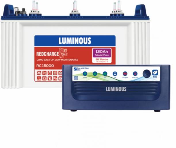 LUMINOUS Eco Volt Neo 850 Sine Wave Inverter_RC15000 Tubular Inverter Battery