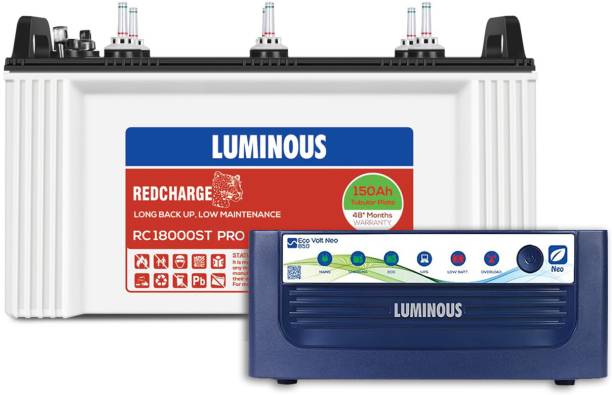 LUMINOUS Eco Volt Neo 850 with RC 18000ST PRO Tubular Inverter Battery