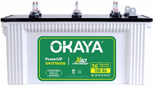 OKAYA PowerUP-OPJT19036 160ah Battery With 36 Months Warranty PowerUP-OPJT19036 Pure Sine Wave Inverter