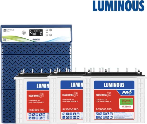 LUMINOUS Optimus 3800+ (3.5Kva 36V) Inverter with 3N Redcharge RC18000 Pro Tubular Inverter Battery