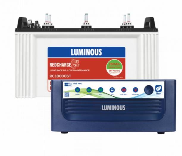 LUMINOUS Eco Volt Neo 850 VA Sine Wave with RC18000ST Tubular Inverter Battery