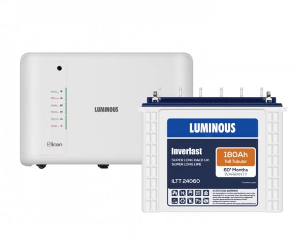 LUMINOUS Icon 1100 Pure Sine Wave Inverter with ILTT24060 Tubular Inverter Battery