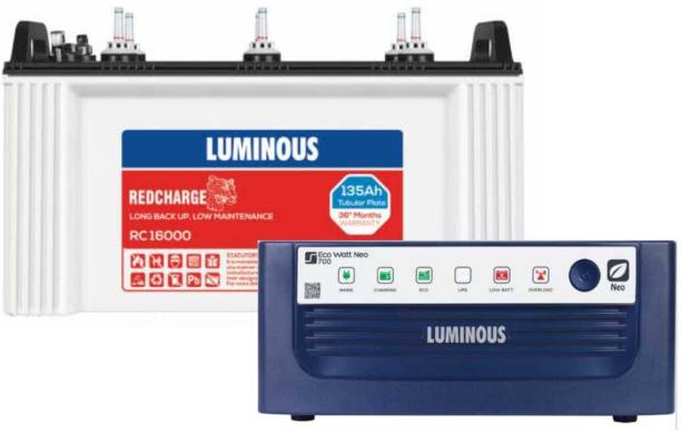 LUMINOUS RC16000 Battery with Eco Watt Neo 700 Inverter Tubular Inverter Battery