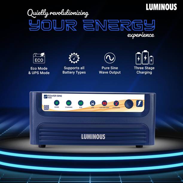 LUMINOUS Power Sine 1100 Pure Sine Wave 900VA/12V Inverter with RC 18000 PRO & Trolley Tubular Inverter Battery  (150Ah)