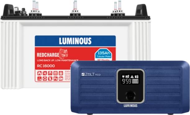 LUMINOUS Zolt 1100 Pure Sine Wave Inverter with RC16000 Tubular Inverter Battery
