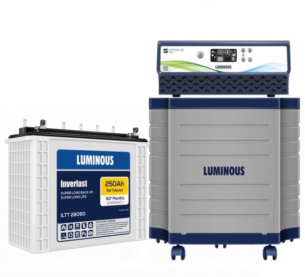 LUMINOUS OPTIMUS 1250 Pure Sine Wave Inverter with INVERLAST ILTT28060 Tubular Inverter Battery