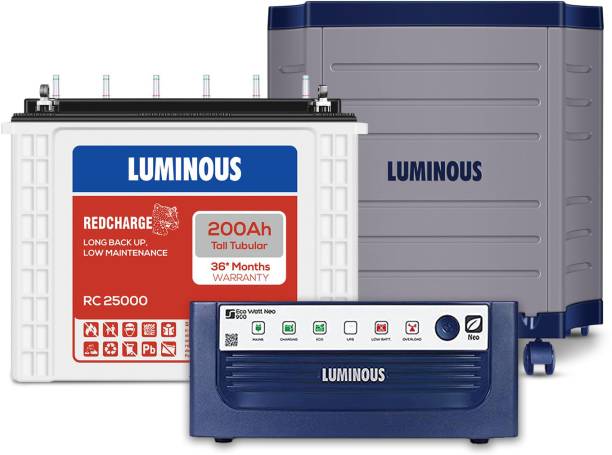 LUMINOUS Eco Watt Neo 900 Inverter_RC 25000 Battery_Trolley Tubular Inverter Battery