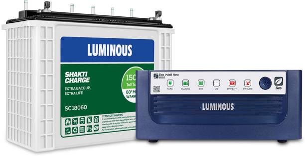 LUMINOUS Eco Watt Neo 800 Inverter_SC 18060 Tubular Inverter Battery