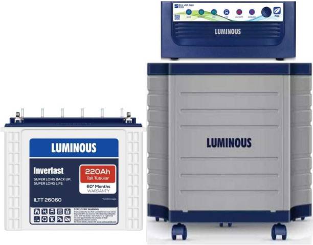 LUMINOUS Eco Volt Neo 1050 Pure Sine Wave Inverter__ILTT26060 Battery__Trolley Tubular Inverter Battery