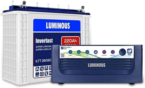 LUMINOUS Eco Volt+ 1550 Inverter with ILTT 26060 220Ah Tubular Inverter Battery