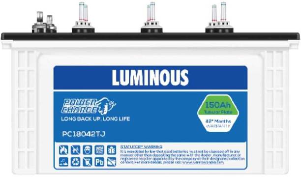 LUMINOUS PowerCharge PC18042TJ 150Ah Tubular Jumbo Battery Tubular Inverter Battery