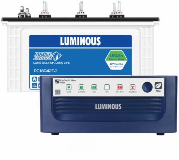 LUMINOUS Eco Watt Neo 1050 VA with PC18042TJ Jumbo Tubular Inverter Battery