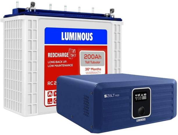 LUMINOUS Zolt 1100 Pure Sine Wave Inverter with RC 25000 Tubular Inverter Battery