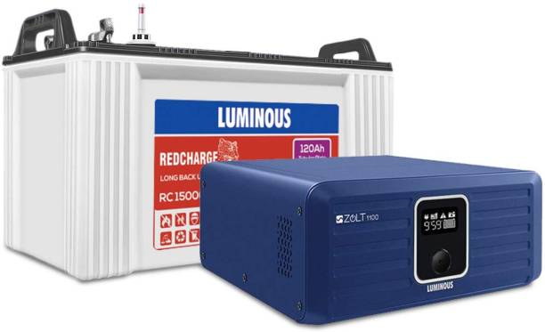 LUMINOUS Zolt 1100 Plus RC15000 120AH Plus Trolley Tubular Inverter Battery
