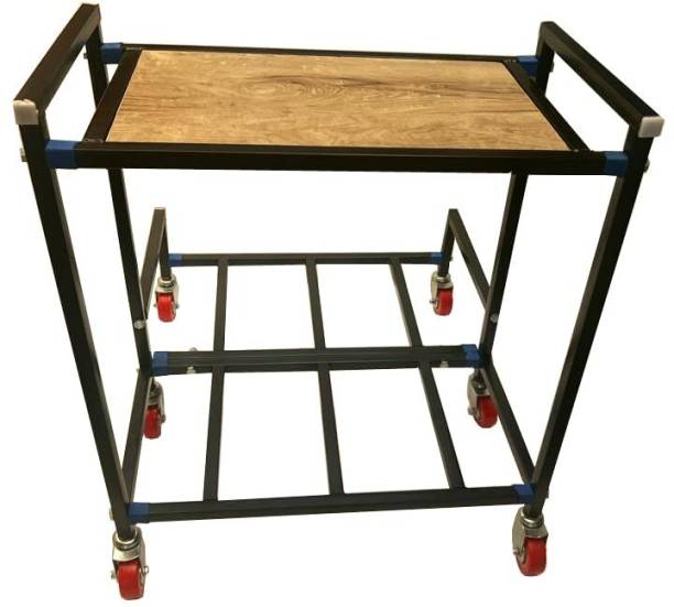 NEOSTAR 2-Tier Wooden Top Double Battery Inverter Trolley Trolley for Inverter and Battery