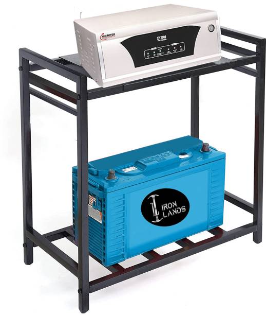 Iron Lands 2-Tier UPS Stand for Home and Office – Metal Inverter and Battery Cabinet Trolley for Inverter and Battery