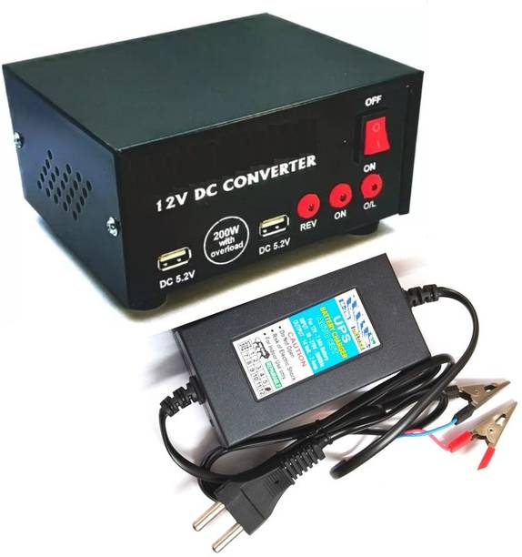 GoodsBazaar 12 Volt DC to AC Converter 12v DC Converter Charger Solar DC SMPS Power Supply 12v DC to AC Converter with UPS Battery Charger 12 Volt DC to AC Solar Converter Square Wave Inverter