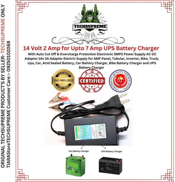 TechSupreme 12 Volt Clip Battery Charger 7 Amp for UPS Square Wave Inverter