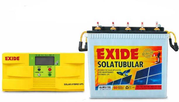 EXIDE Exide1100 Solar Hybrid UPS Inverter WIth 150Ah Solar Battery, LCD Display, Solar 1100 Inverter With Solar 150Ah Battery with 3 Year Warranty Solar Compatible Pure Sine Wave Inverter