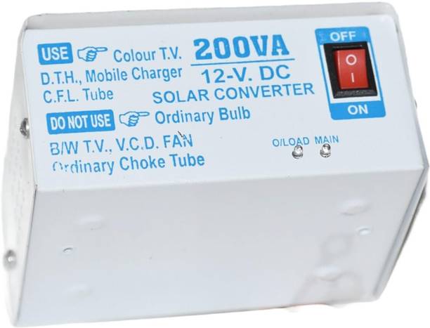 Rashri 200 watt 12v DC to AC converter for TV, LED, Fan, DTH with double socket output 200 watt 12v DC to AC converter for TV, LED, Fan, DTH with double socket output Solar Compatible Square Wave Inverter