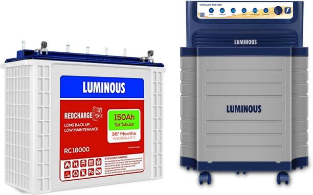 LUMINOUS Hercules 1500 Pure Sine Wave Inverter, RC 18000 150Ah Battery with Trolley Pure Sine Wave Inverter