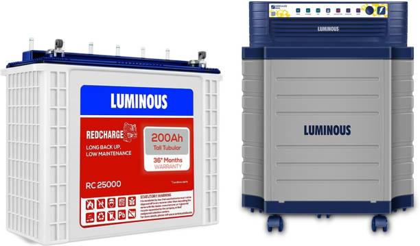 LUMINOUS Hercules 1600 Square Wave Inverter, RC 25000 200Ah Battery with Trolley Square Wave Inverter