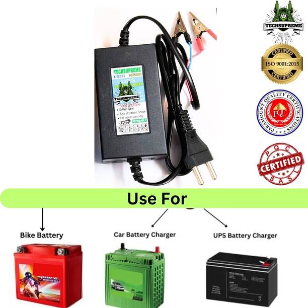 TechSupreme Bike Premium Class Automotive 12 Volt Battery Charger 88 Ah Battery for Car & Bike