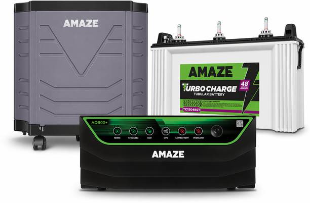 AMAZE AQ900+ Inverter With TC15048ST 150Ah Battery with Trolley AQ900+ with TC15048ST 150Ah Battery and Trolley with 3 Year Warranty Square Wave Inverter