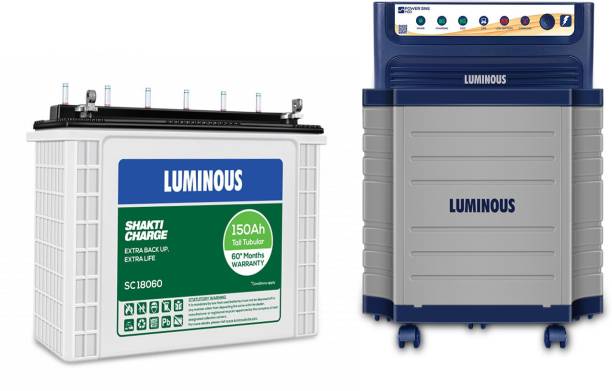 LUMINOUS Powersine 1100 Pure Sine Wave Inverter,SC18060 150 Ah Battery with Trolley Combo Pure Sine Wave Inverter