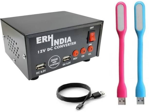 ERHIndia 200 Watt USB Dc to Ac Converter 12v to 220v 12v dc to 220v ac Converter Dc Pure Sine Wave Inverter