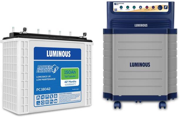 LUMINOUS Powersine 800 Pure Sine Wave Inverter, PC 18042 150 Ah Battery, Trolley Combo Pure Sine Wave Inverter