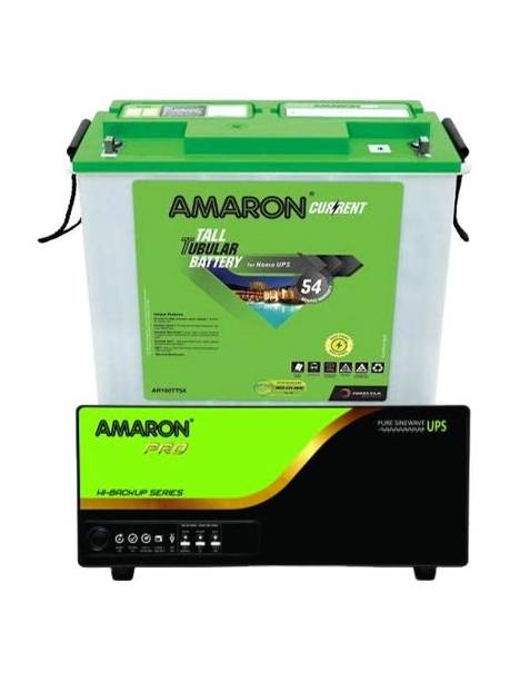 AMARON (AAM-CR-AR150TT54) 150 Ah Tall Tubular Inverter Battery with HB1000AP (AAM-CR-AR150TT54) With HB1000AP Sine Wave Home UPS with 54 Months Warranty Pure Sine Wave Inverter