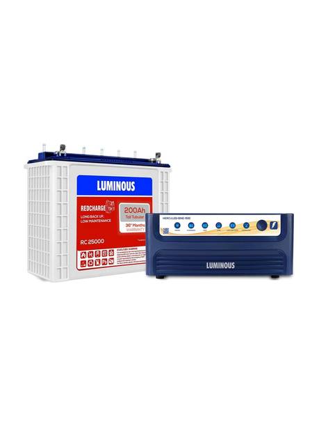 LUMINOUS Hercules 1500 Pure Sine Wave Inverter,RC 25000 200 Ah Tall Tubular Battery Combo with 24 Months Warranty Pure Sine Wave Inverter