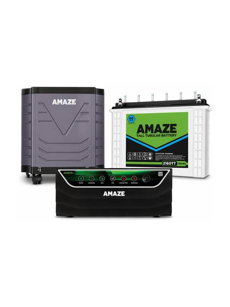 AMAZE AN1075+ Inverter With 2160TT 150Ah Battery and Trolley AN1075+ Inverter With 2160TT 150Ah Battery And Trolley with 3 Year Warranty Pure Sine Wave Inverter