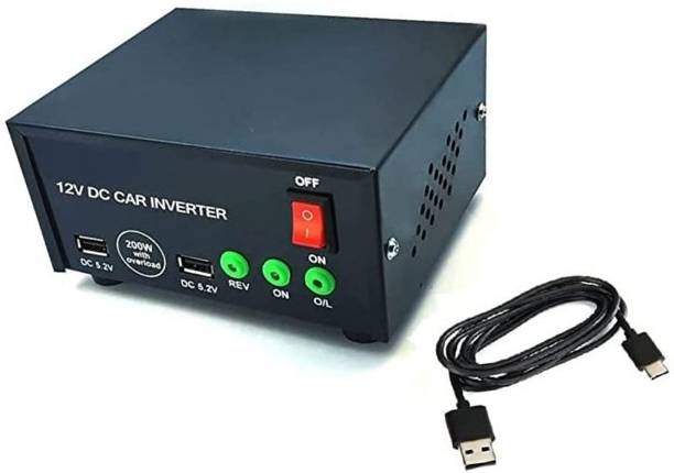 DIYtronics 200 Watt with Type-C Charging Cable Square Wave Inverter