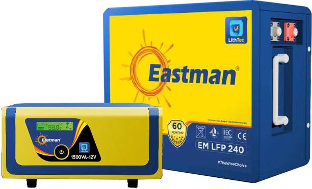 EASTMAN 1500 VA Lithium 1500VA 240LFP inverter battery combo with 60 Months Warranty Square Wave Inverter