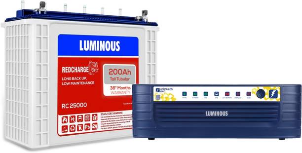 LUMINOUS Hercules 1600 Square Wave Inverter, RC 25000 200 Ah Tall Tubular Battery Square Wave Inverter