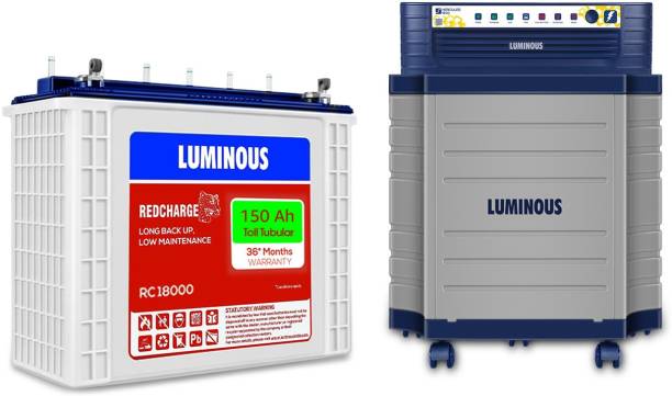 LUMINOUS Hercules 1600 Square Wave Inverter, RC 18000 150Ah Battery with Trolley Square Wave Inverter