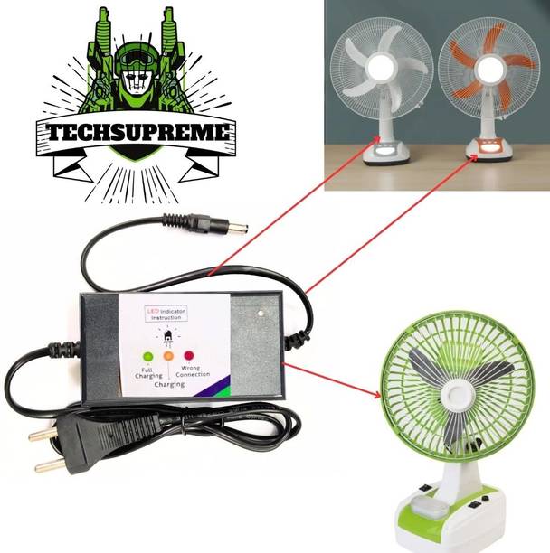 TechSupreme 12 Volt 2 Amp Battery Rechargeable Table Fan Charger inverter Auto cut off A1 Square Wave Inverter