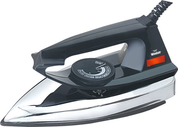 WINDAIR Classic Shock Proof Plastic Body | Single Coat Black Non Stick Soleplate 1000 W Dry Iron