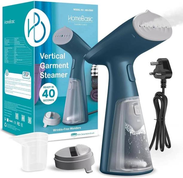 HOMEBASIC 40s Fast Heating, 120ml Tank, Overheat Protection, Ironing Plate, Lightweight 1000 W Garment Steamer