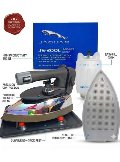 SILTI by Jaguar Jaguar 300L Premium high pressure steam iron box with teflon shoes tank 1800 W Steam Iron