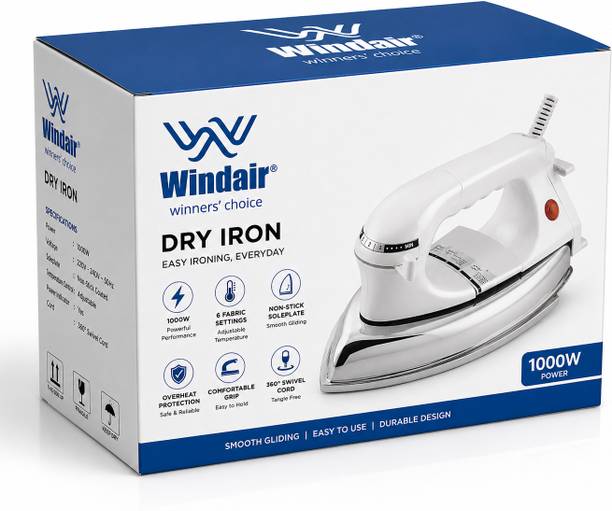 WINDAIR Plancha Heavy Weight Non-Stick Teflon Coated | 2 Years Replacement Warranty 1000 W Dry Iron