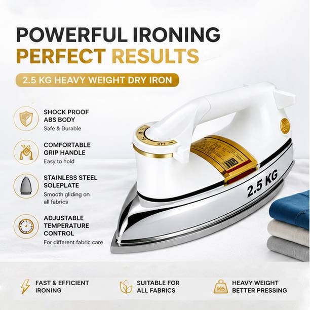 MOHIT 2.5 kg Heavy Weight Dry Iron with Stainless Steel Soleplate & Grip Handle 750 W Dry Iron